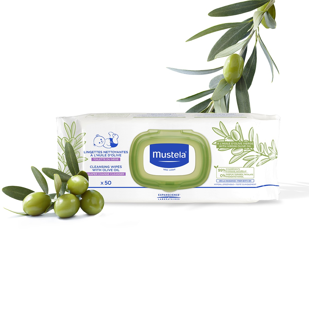 Mustela LLingettes nettoyantes bébé à l'huile d'olive