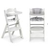 Chaise haute en bois - Blanc avec assise gris