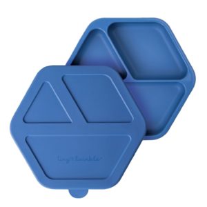 Assiette en silicone avec couvercle Bleu